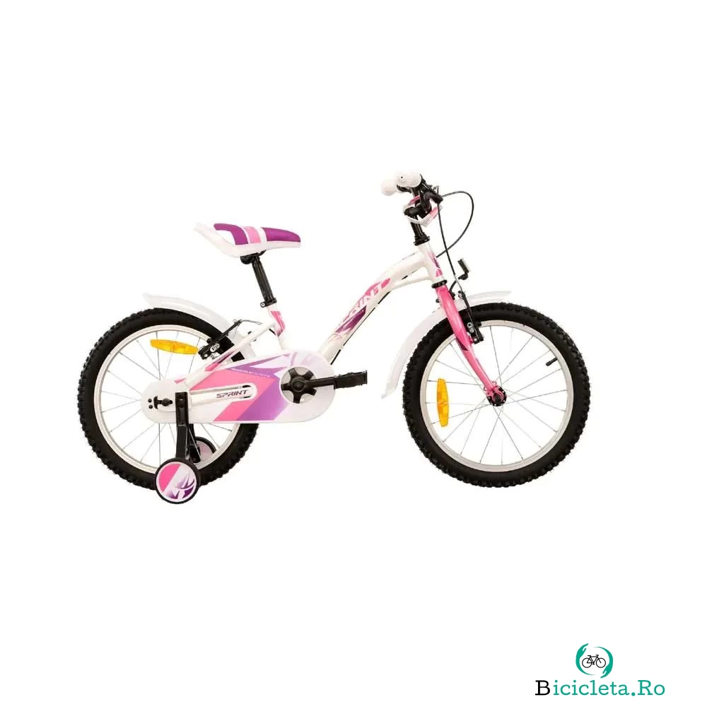 Bicicleta pentru fete 16 inch cu roti ajutatoare Max Bike Alloy Alice Alb