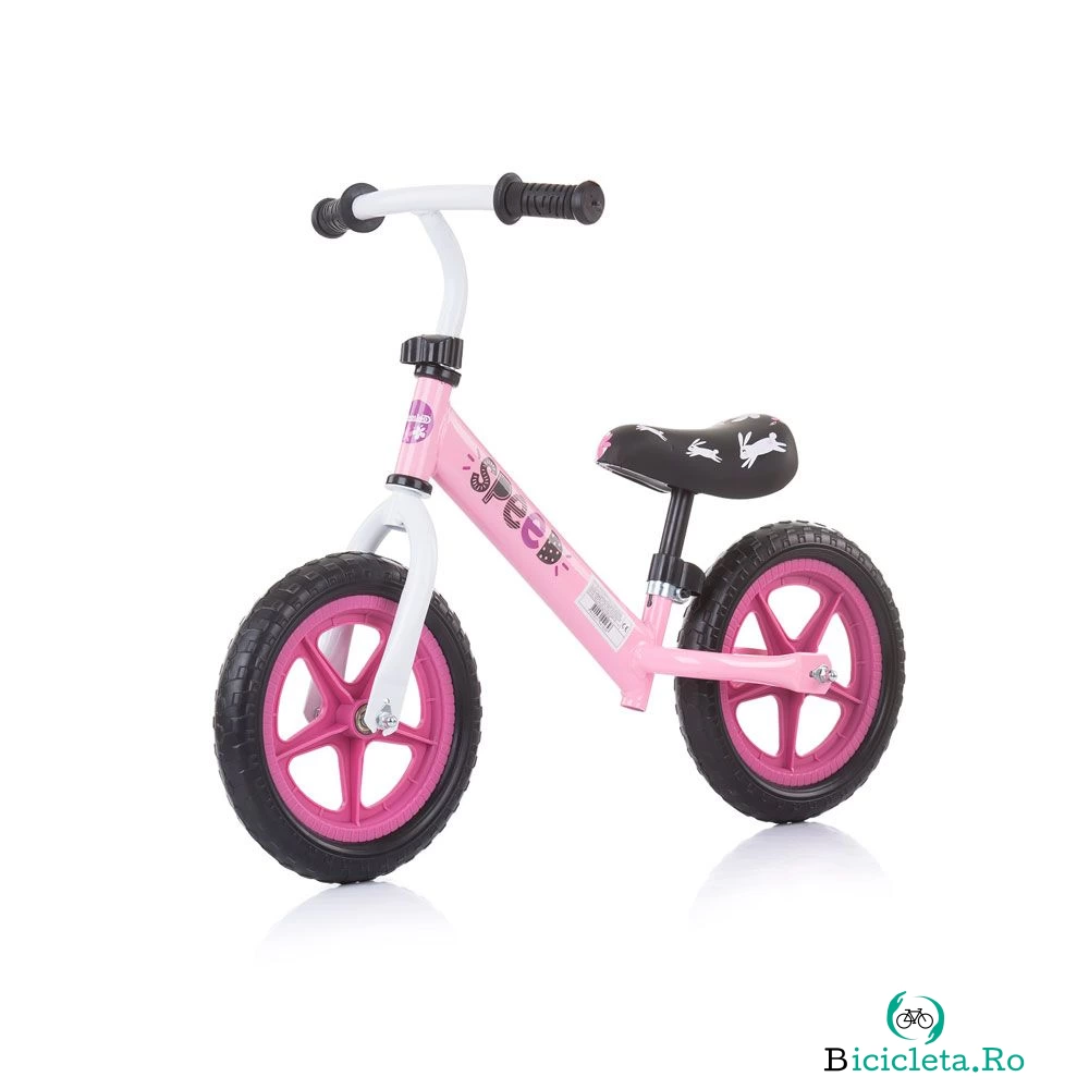 Bicicleta fara pedale pentru fete 12 inch Chipolino Speed Balancing Roz