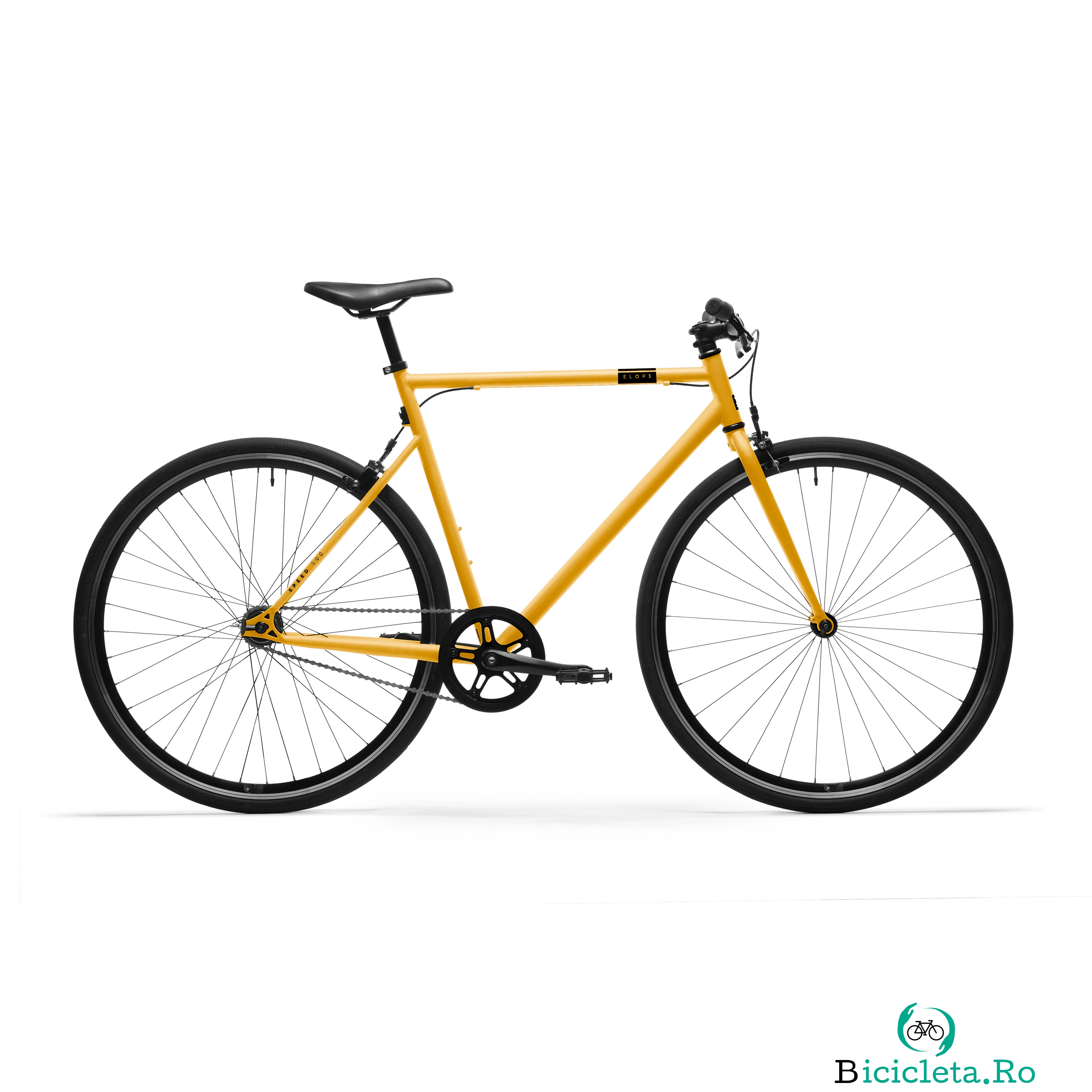 Bicicletă de oraș SINGLE SPEED 500 Galben Adulți la 1,299.99 lei ron