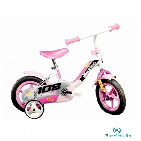Bicicleta 108 fl cu maner pentru parinti - dino bikes-108 roz
