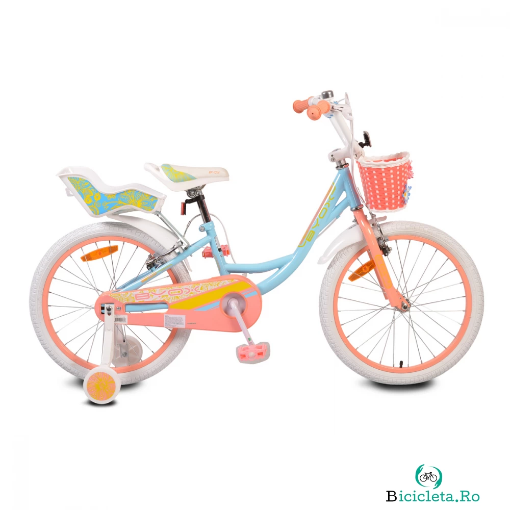 Bicicleta pentru fetite cu roti ajutatoare Byox Fashion Girl Blue 20 inch la 1,179.00 lei ron